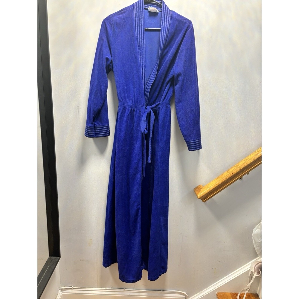 It's A Charm Robe Women M Blue Excellent Vintage Arnel Wrap Long‎ Sleeve USA